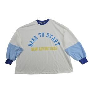 Shein Curve Dare to Start New Adventures Graphic Long Sleeve Top Women's 0XL